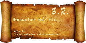Busbacher Ráfis névjegykártya